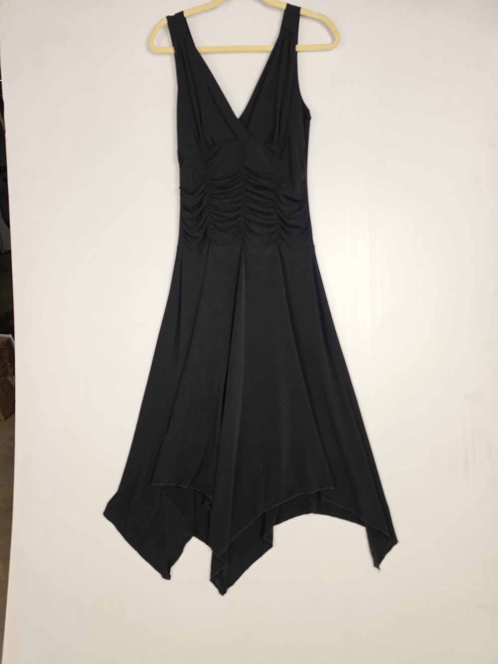 Vintage Charlotte Russe Black V-Neck Handkerchief Hem Dress Y2K